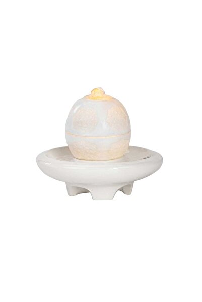 Maple Leaf Home نافورة راز مزخرفة من مادة البولي ريزين، بيضاء