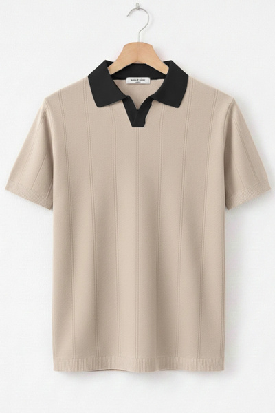 Edwox Tricou pentru bărbați Yaka cu model Knitwear Mink Cd165