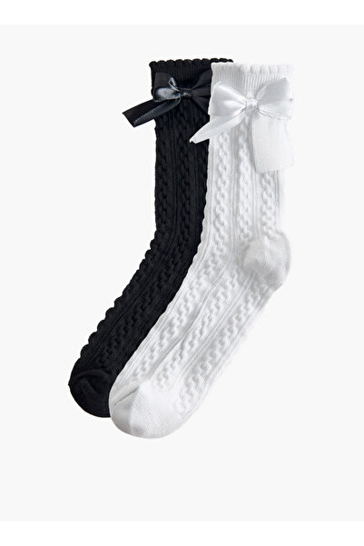 Celeste Pack of 2 Girls Socks Mid-Calf Length with Bow Detail Ramadan Collection