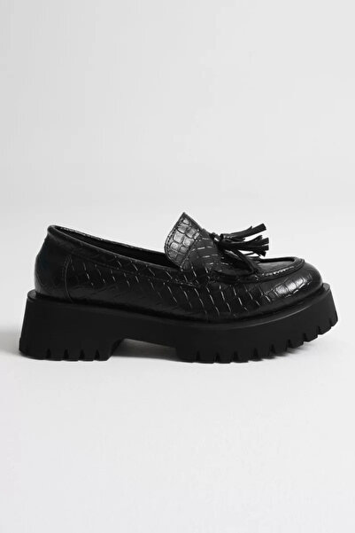 Belinora Pantofi de damă Daily Black Crocodile cu imprimeu Loafer TR10MS03G