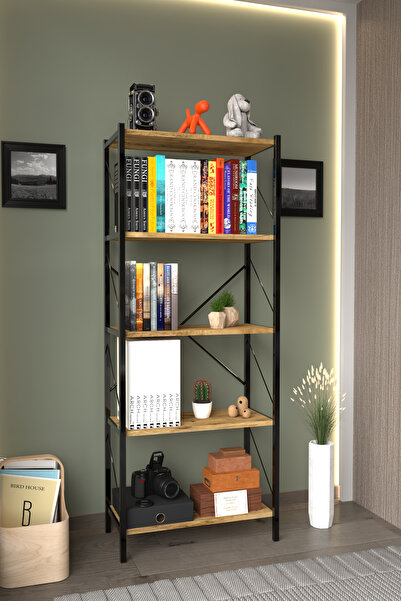 AWOX Ahlas 5 Raflı Dekoratif Kitaplık Dosya Rafı Ofis Rafı Mutfak Rafı Çok Am...