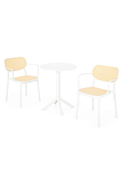 Maison Mex Set mobilier gradina/terasa 2 scaune si masa CIRCLE/ALIVIO, alb/natur