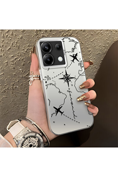 SLIMFELT Redmi Note 13 Pro 5G Uyumlu Zarif Harita Desenli Kılıf, Düşmeye Daya...