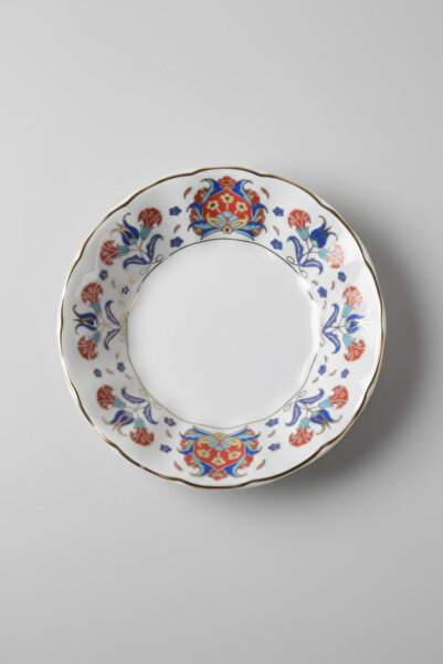 İpek Porselen طبق شاي مذهب بنمط السلطان التوليب الأحمر لـ 12 شخصًا مقاس 10 سم