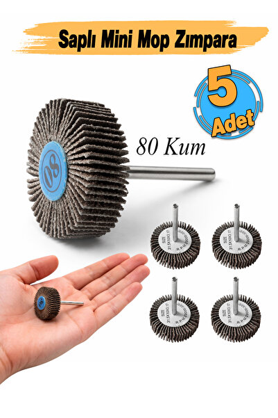 Badem10 (5 Adet) Saplı Pimli Mini 80 Kum Flap Yaprak Mop Zımpara Taşı Matkap ...