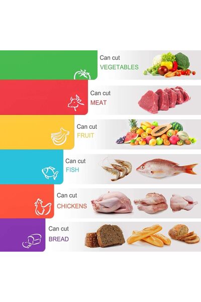 BPA Silk Route - 6 Pack Flexible Plastic Cutting Board Mats Colored Mats With...