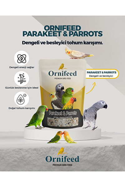 Ornifeed Parakeet & Parrots Papağan Yemi 1 Kg | Muhabbet Kuşu ve Papağanlar İ...