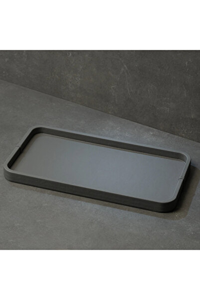 Qua Home Marta Dekoratif Deri Tepsi Antrasit 35x19x3 cm