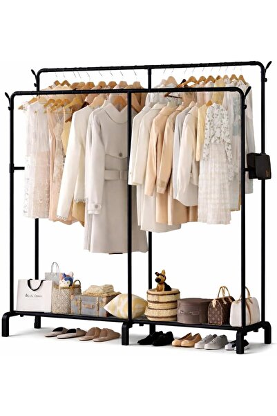 TOSHIONICS Heavy Duty Double Rail Clothing Rack 181cm Garment Organizer with ...