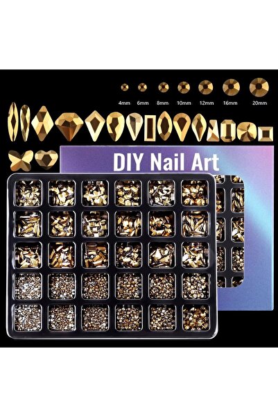 delis Маркизовски кристали за нокти, RHINE71, Златен