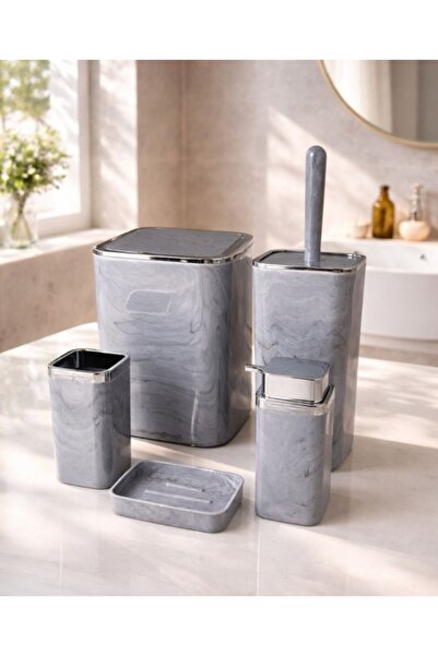 Store HGY Home Σετ Μπάνιου 5 τεμαχίων με Μαρμάρινο Σχέδιο και Λεπτομέρειες απ...