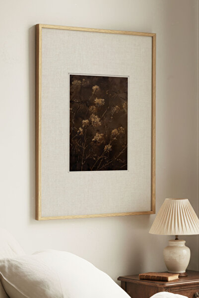 Zevahir Home 1 Piece Natural Wooden Framed Vintage Painting with Dark Flowers...