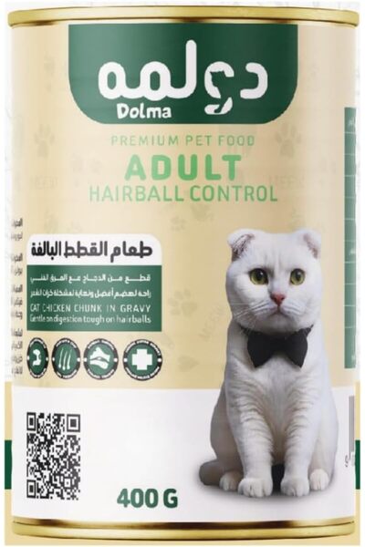 DOLMA عبوة من 4 قطع، طعام حيوانات أليفة فاخر للتحكم في كرات الشعر، قطع دجاج ف...