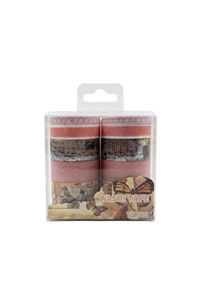 Şehir Online Mağazacılık Set de 10 bucăți de bandă decorativă Washi Tape Vint...
