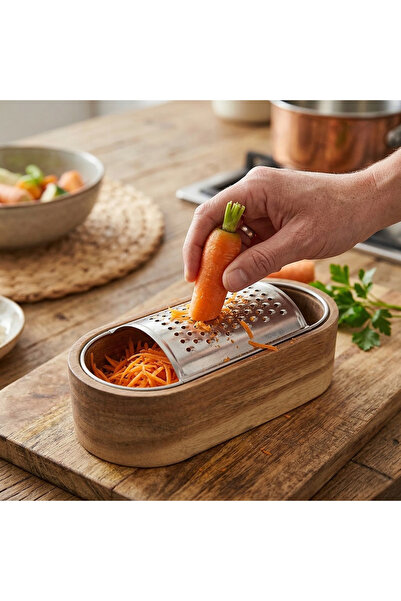 WOOF HOME مبشرة مطبخ بتصميم أسطواني من الفولاذ المقاوم للصدأ مع وعاء من خشب ا...