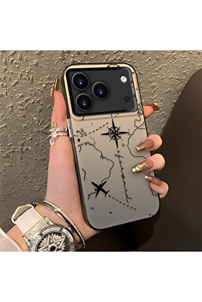 SLIMFELT iPhone 17 Pro Max Uyumlu Zarif Harita Desenli Kılıf, Düşmeye Dayanık...