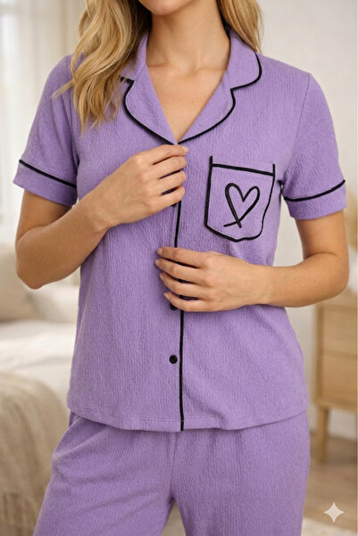 sleeproom Bubble Heart Pocket Embroidered Pajama Set