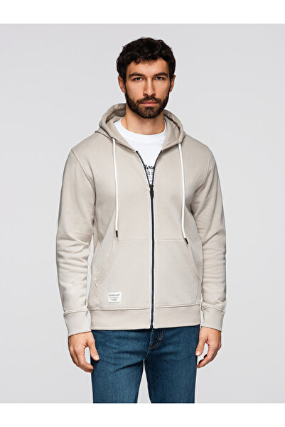 OMBRE Pánské Mikina Klokanka na Zip OM-SSBZ-0272 Světle šedá