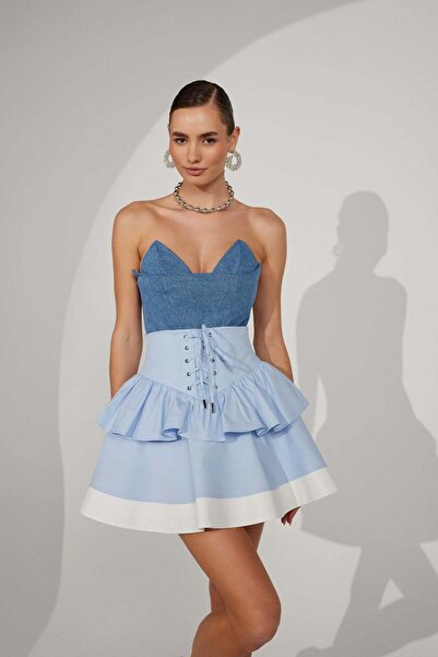 NOK İSTANBUL Iconic Belle de Jour Mini Skirt Blue