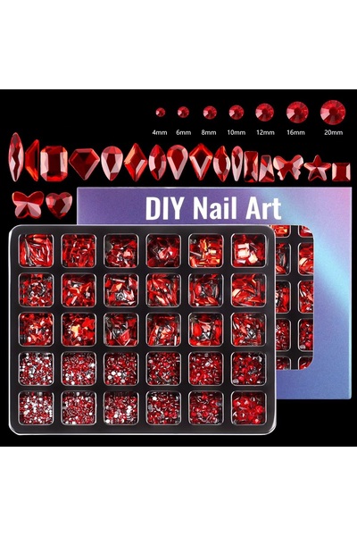 delis Marquise nail rhinestones, RHINE66, Red