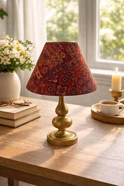 Natiorj Elite Serisi Eskitme Ayaklı Kadife Abajur Şapkalı Masa Lambası Yatak ...