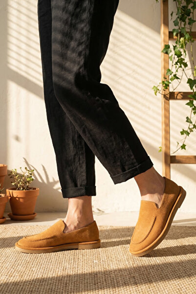 Moda Değirmeni Taba piele întoarsă Pantofi pentru femei loafers MD1202-113-0001