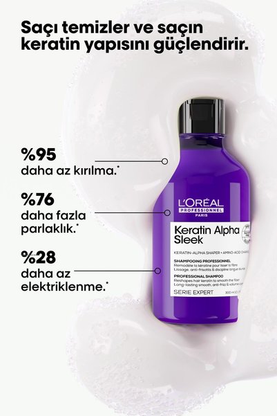 L'oreal Professionnel Serie Expert Keratin Alpha Sleek Strengthening and Smoothing Shampoo 300 ml