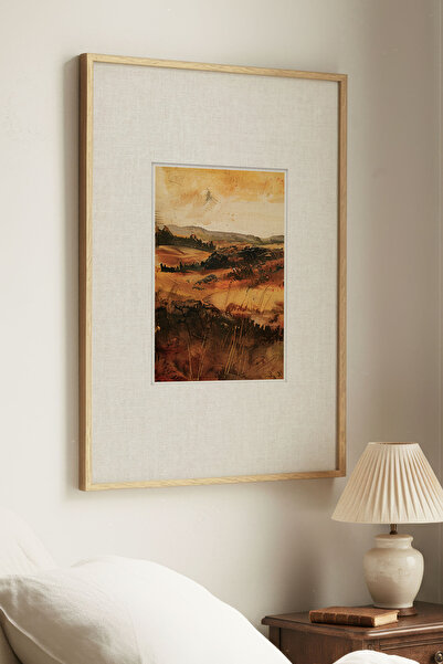 Zevahir Home 1 Piece of Vintage Painting with Natural Wooden Frame, Hot Color...