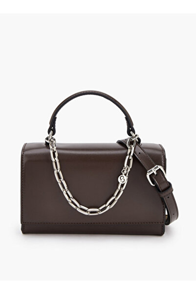 Celeste Solid Satchel Bag with Chain Detail