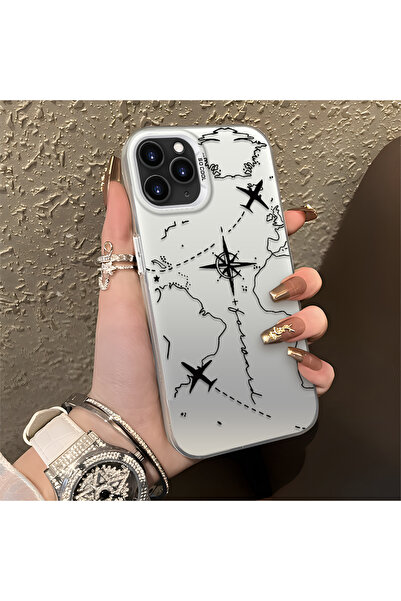 SLIMFELT iPhone 11 Pro Max Uyumlu Zarif Harita Desenli Kılıf, Düşmeye Dayanık...