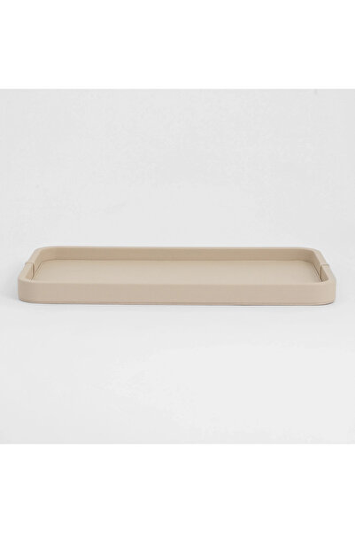 Qua Home Marta Dekoratif Deri Tepsi Krem 35x19x3 cm