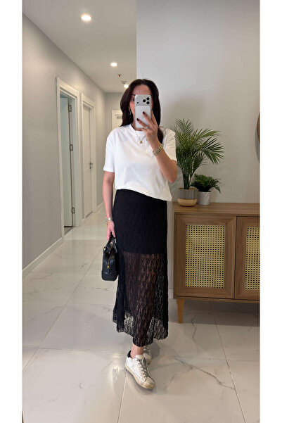 BİRCANÇİL Tunwer Siyah Dantelli Etek