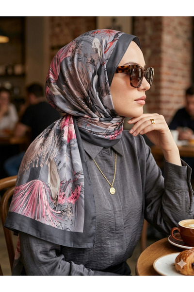 Nazellaa Dijital Egzotik Bahçe Bambu Soft Şal