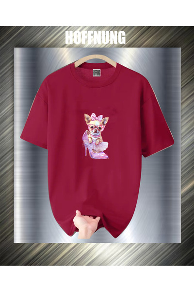 HOFFNUNG Unisex Short Sleeve Round Neck Woooo Dog Shoes Printed Solid Color T...