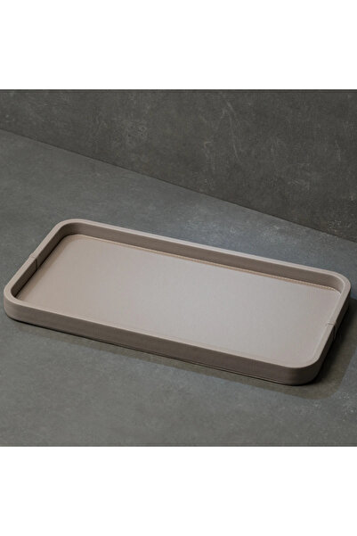Qua Home Marta Dekoratif Deri Tepsi Vizon 50x27x3 cm