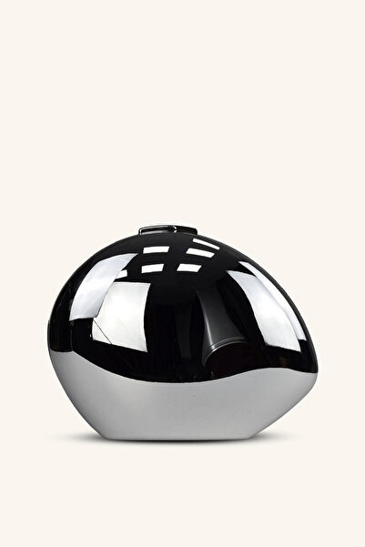 birizmoda Γυαλιστερό Μεταλλικό Βραδινό Φόρεμα Τσάντα - Ασημί