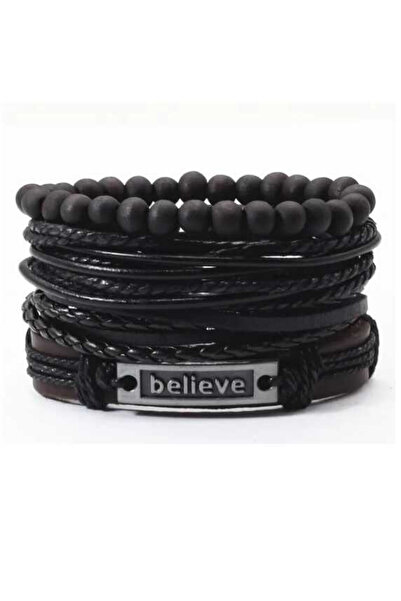 OutfitModa Men's Bracelet Set with Stones and Leather – Men's Fashion Accesso...