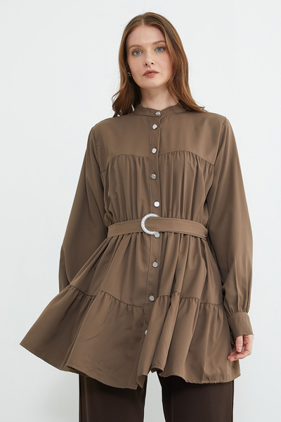 Fulla Moda Fullamodest Belted Stoned Tunic