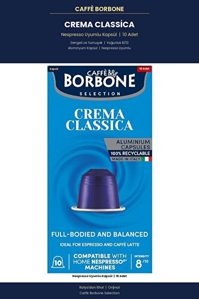 Caffe Borbone Caffè Borbone Classica 10'lu Kapsül Kahve – Nespresso Uyumlu, H...