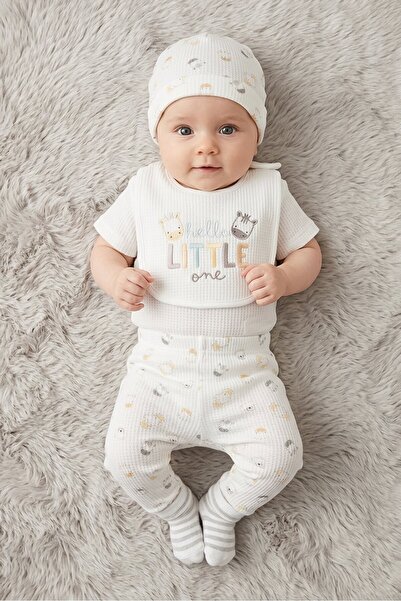 Rock A Bye Baby Boutique Toddlers Boy 10 Pieces Embroidered Bodysuit Set, White