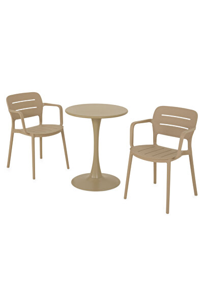 Maison Mex Garden/terrace furniture set 2 chairs and table PLEZURO/MARCO, beige