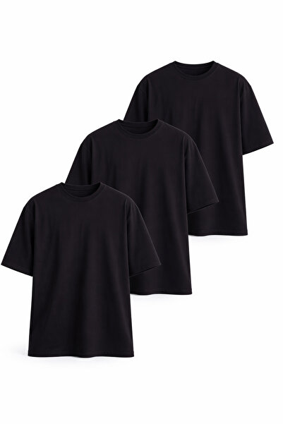 monox Tricou supradimensionat unisex, pachet de 3, 100% bumbac, croială confo...