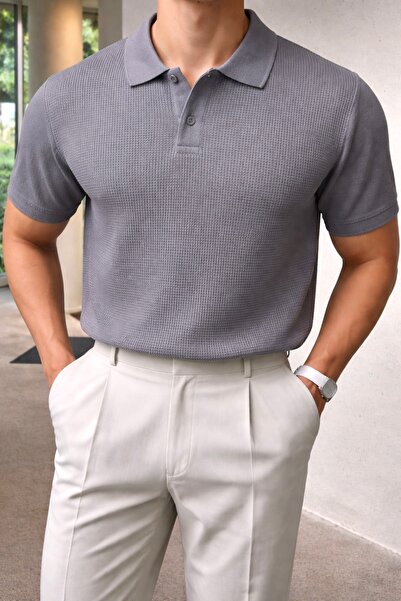 ModaYaren Men's Buttoned Polo Collar Knitwear T-Shirt - Md2042