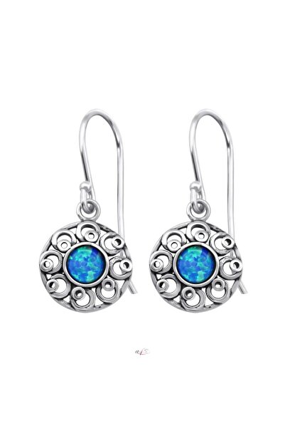 lunamerjewel Superbi Flower Opal - 925 Sterling Silver Earrings with semi-pre...