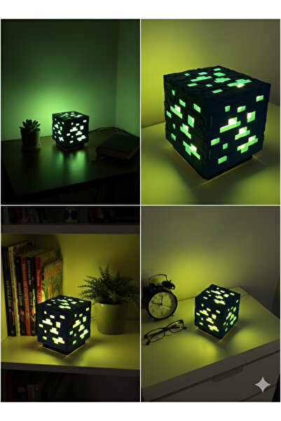 Printoria 3D Minecraft LED Gece Lambası – Dekoratif USB Işıklı Küp