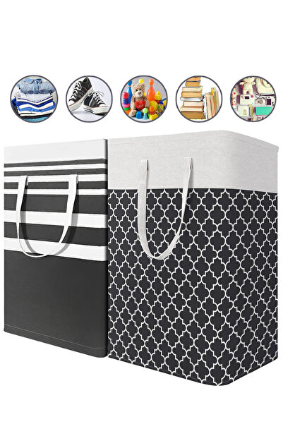 L&Wen 2Pcs Laundry Hamper, Collapsible Clothes Basket with Handles, Freestand...