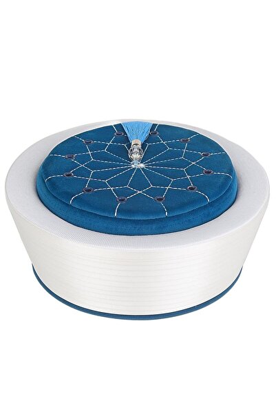 İkranur Akabe İmam Sarık Embroidered K Velvet Indigo, Very Ha Lightweight Akk...