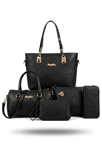 Magdeal Set 6 Genti din Piele Ecologica, Model Chevron