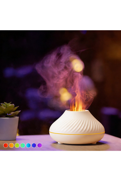 Mi VAZA 130ml Air Humidifier - Imitation Flame Aroma Diffuser -7-color Light ...
