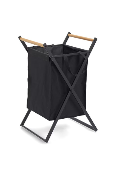 zeller Laundry Basket, Metal/Polyester, 37x40x67 cm, Black
